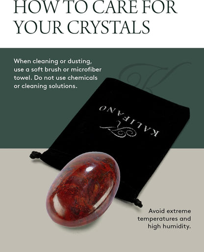 KALIFANO Palm Stone with Healing & Calming Effects - AAA+ Grade High Energy Worry Stone with Information Card - Reiki Crystal Used for Courage (Family Owned and Operated)