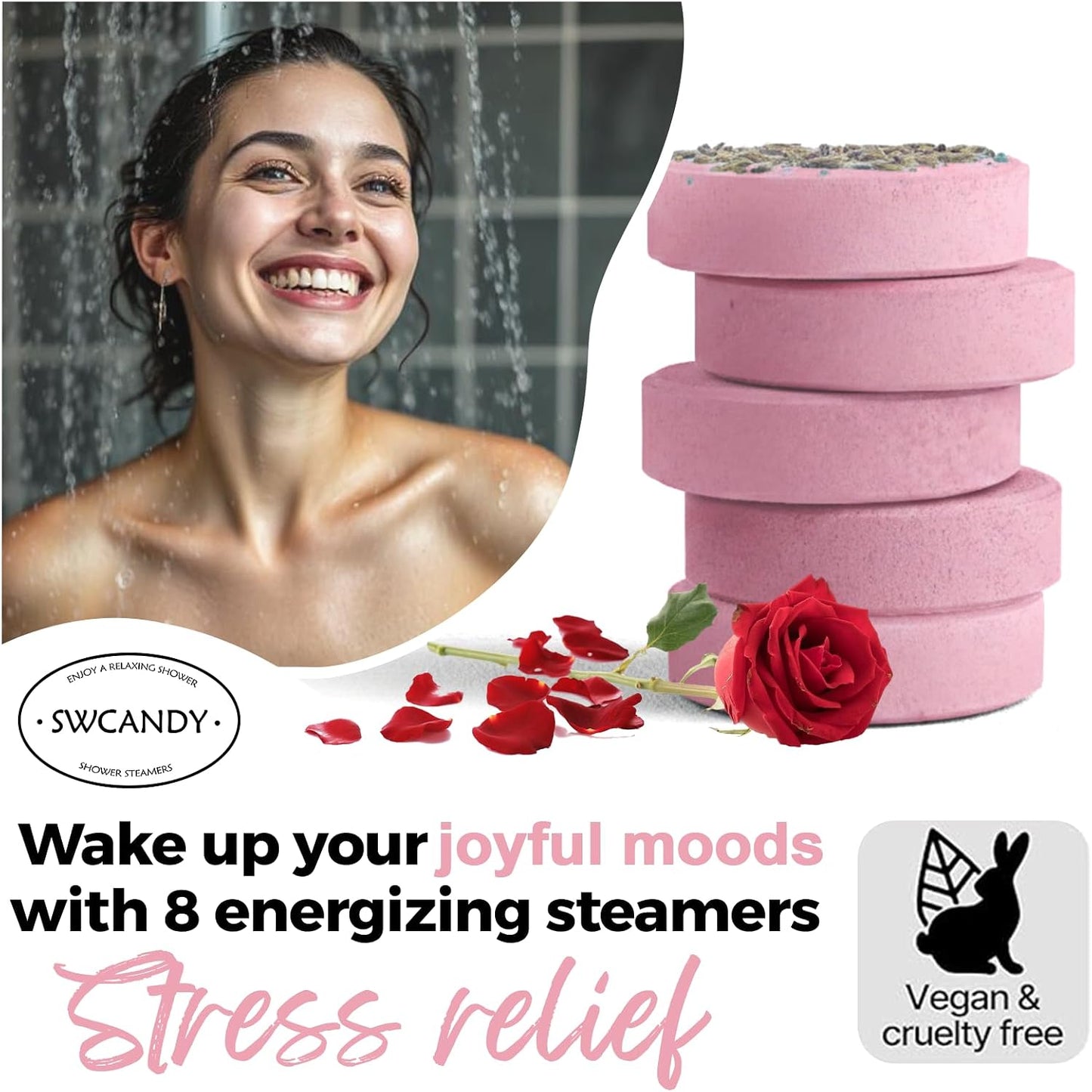 Shower Steamers Aromatherapy Birthday Gifts for Women - SWCANDY 8 Pcs Travel Essentials, Hotel Shower Spa Holidays Mom Wife Grandma Sister Her Self Care Relaxation with Natural Essential Oils Home