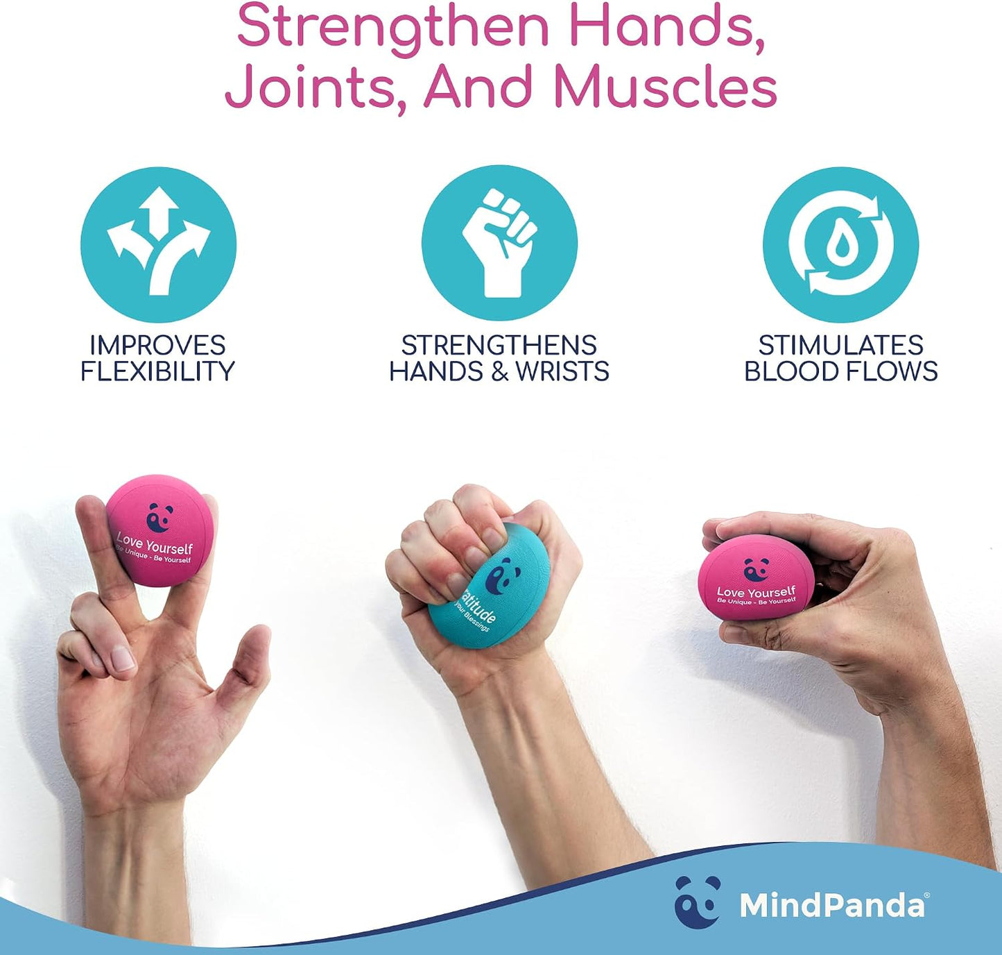 Mind & Body Stress Balls for Adults - Multi-Density Squeeze Balls for Hand Therapy & Grip Strengthening - Stress & Anxiety Relief - Choose 3-Ball (Soft, Medium & Hard) or 2-Ball (Soft & Hard) Sets