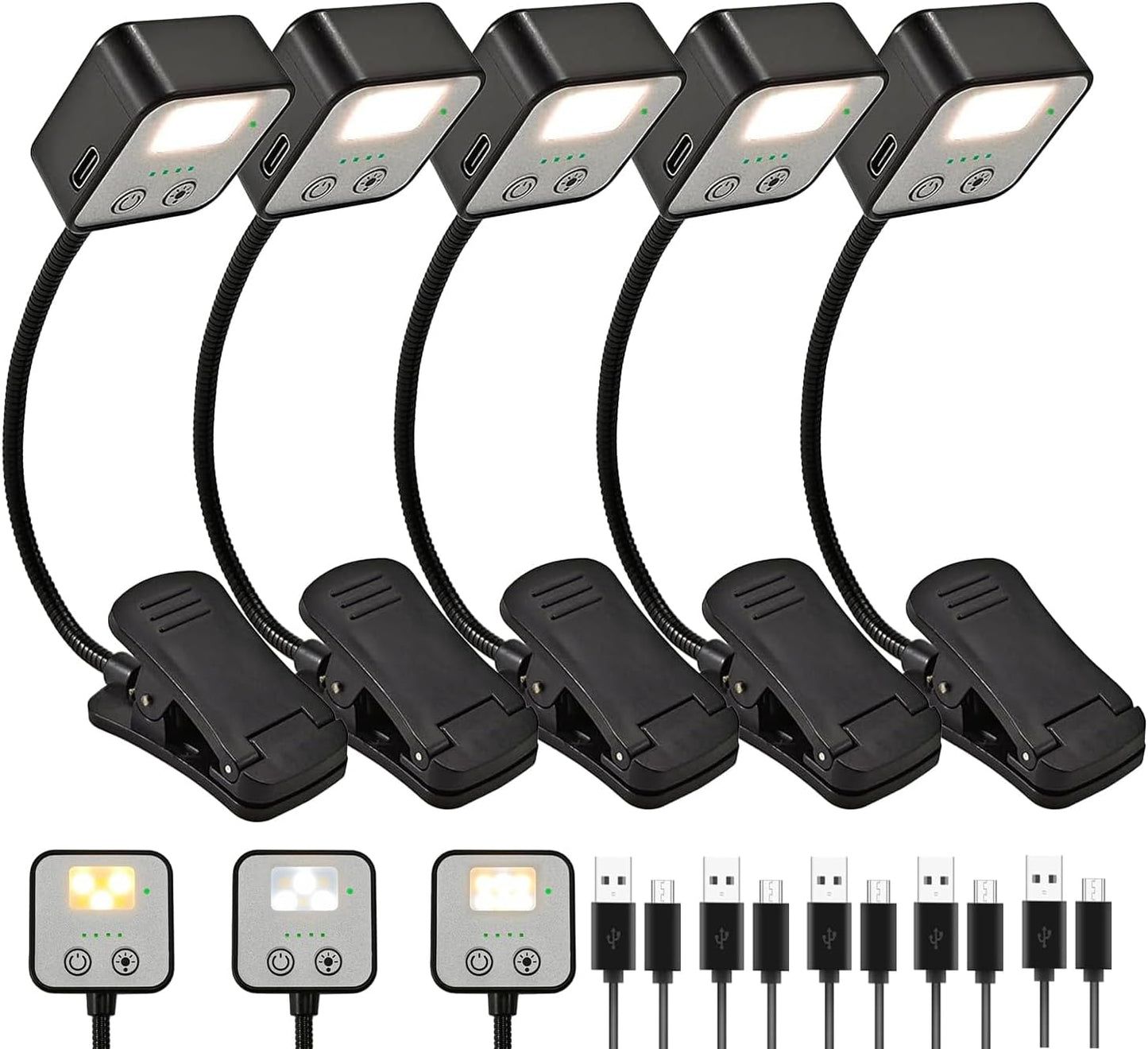 4 Pack Reading Light with 3 Color Temperature, 6 LED Book Clip Lamp for Reading in Bed, Easily Clip on to a Small Mini Lightweight Book Lights for Read Book Lovers