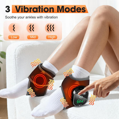 Foot Massager for Neuropathy Plantar Fasciitis Pain Relief, Foot Renew Ankle Massager, Ankle Heating Pad Heated Brace Wrap with 4 Heat Levels and 3 Vibration Modes for Women Men (Grey)