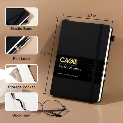 CAGIE Lined Journal Notebook for Women Men 320 Pages 100 Gsm Paper Thick Journaling Notebooks A5 Leather Journals for Writing Hardcover Journal Supplies for Work Note Taking Diary, 5.7x8.3 In, Green