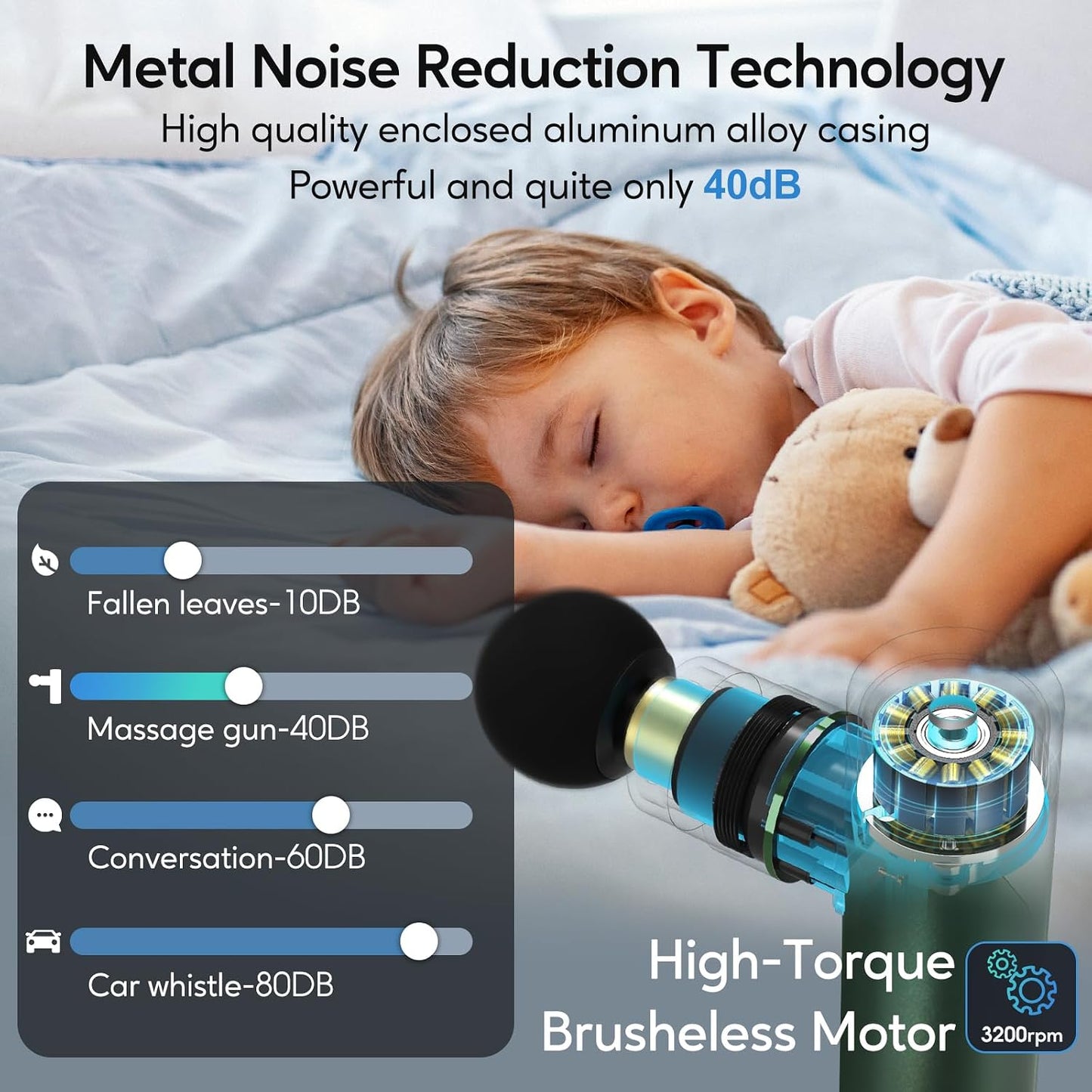 arboleaf Massage Gun Deep Tissue, Balance of Power & Portability Full-Metal Percussion Massager with Silent Brushless Motor - Ultra-Quiet Pocket-Sized for Athletes Back Pain Relief Home Office Travel