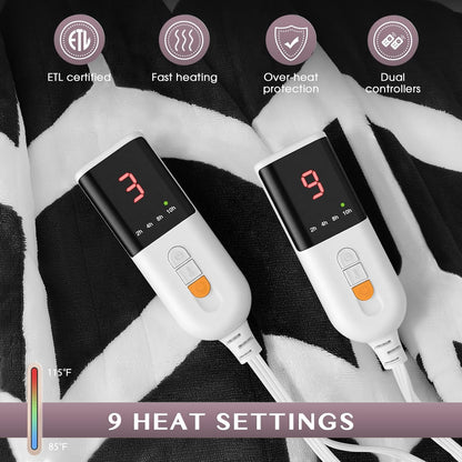 VENTIMI Electric Blanket Heated Throw, 50" x 60" Heated Blanket with 5 Heat Levels & 3 Hours Auto Off, Fast Heating Blankets with ETL & FCC Certification, Grey