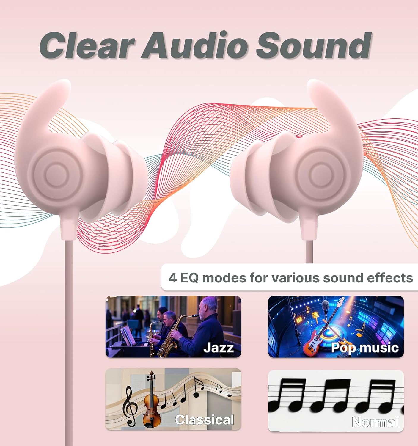 Hmusic HS88 Sleep Earbuds for Side Sleepers – Ultra-Thin Silicone Neckband Headphones, 30dB Noise Isolation, 12H Battery Life with Sleep Timer, Secure Fit for Yoga, Travel, Audiobooks & Meditation