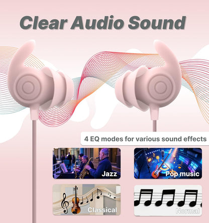 Hmusic HS88 Sleep Earbuds for Side Sleepers – Ultra-Thin Silicone Neckband Headphones, 30dB Noise Isolation, 12H Battery Life with Sleep Timer, Secure Fit for Yoga, Travel, Audiobooks & Meditation