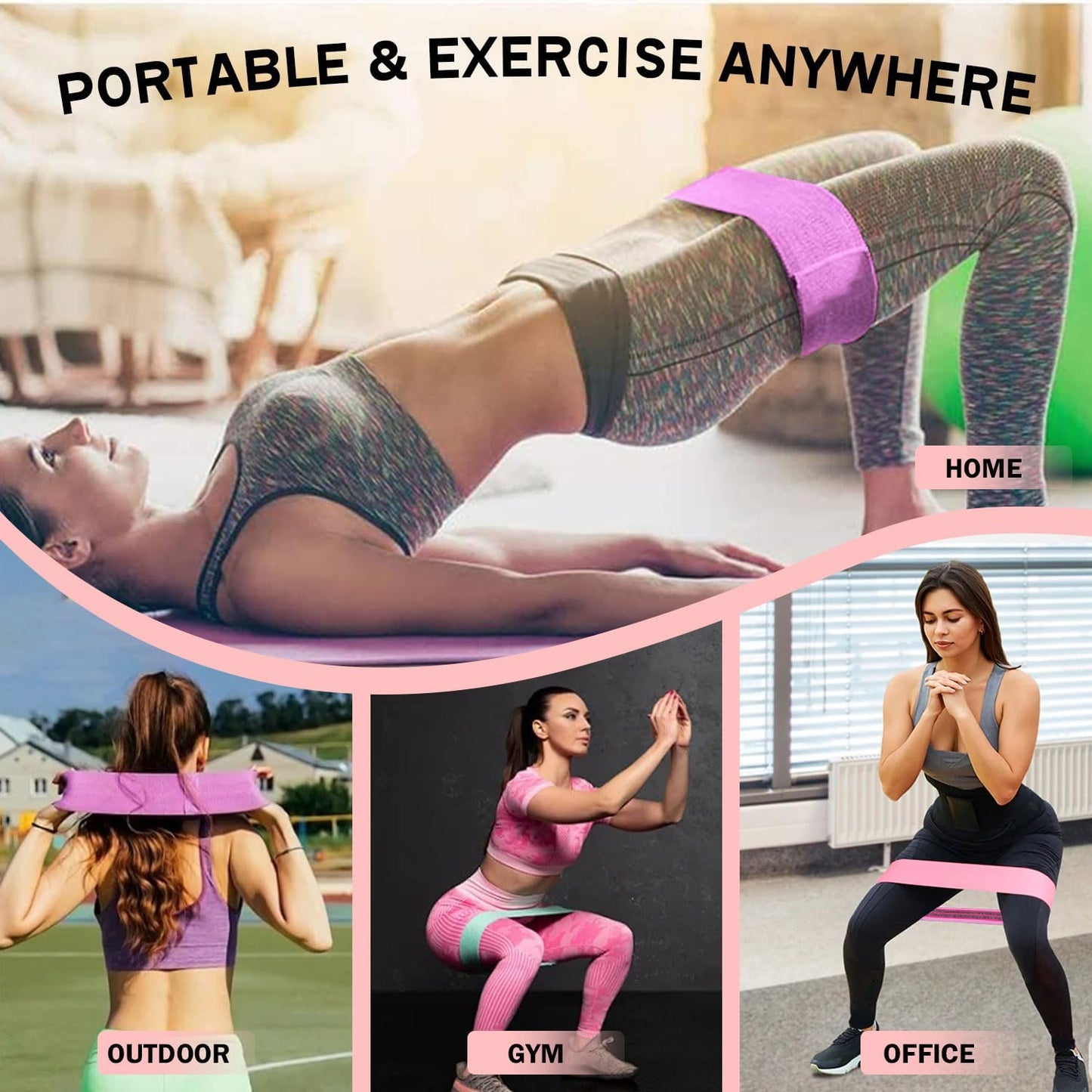 KANGFITER Non-Slip Fabric Resistance Bands for Working Out 3 Levels