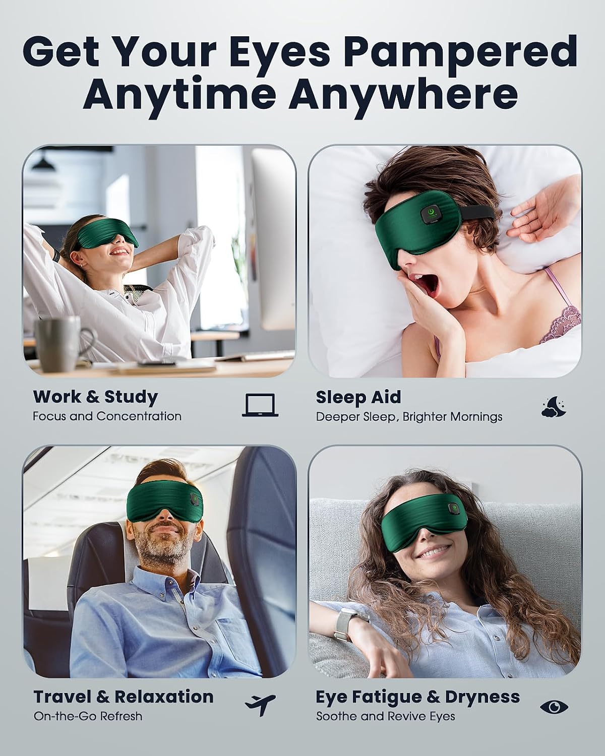 Heated Eye Mask - Cordless Eye Mask for Dry Eyes, FSA-HSA Eligible, Eye Relief, Improved Sleep, Washable Eye Heating pad for Travel and with Replaceable Shell