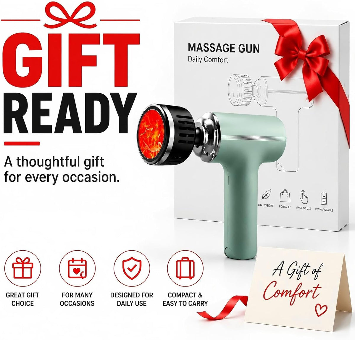 Massage Gun with Heat, Powerful Warming Massage, Home & Travel,Green