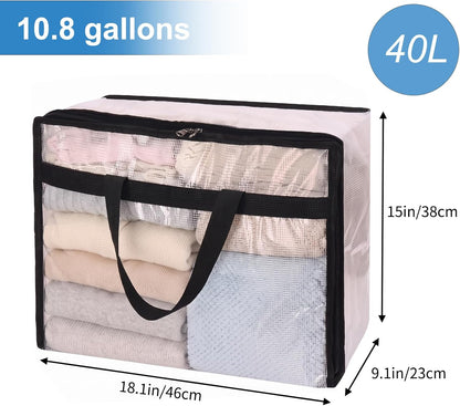 Fixwal Storage Bags 4 Pack 75L XL Mesh Clear for Blankets Clothes Comforter