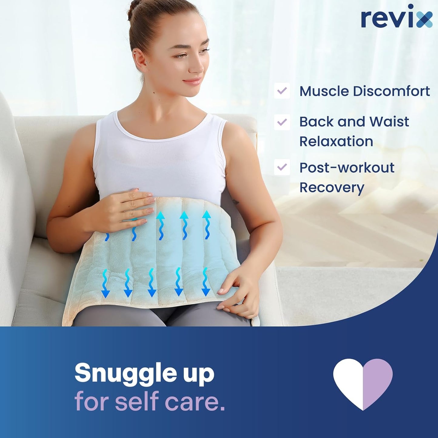 REVIX Extra Large Heating Pad Microwavable for Back with Moist Heat, Microwave Heated Wrap for Full Back, Neck Shoulder and Muscles, Rose Velvet XXL Rice Bean Bag
