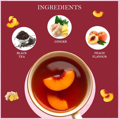 Peach Ginger Black Tea 100gm/3.5oz, Natural Herbal Infusion, 50 Tea Bags