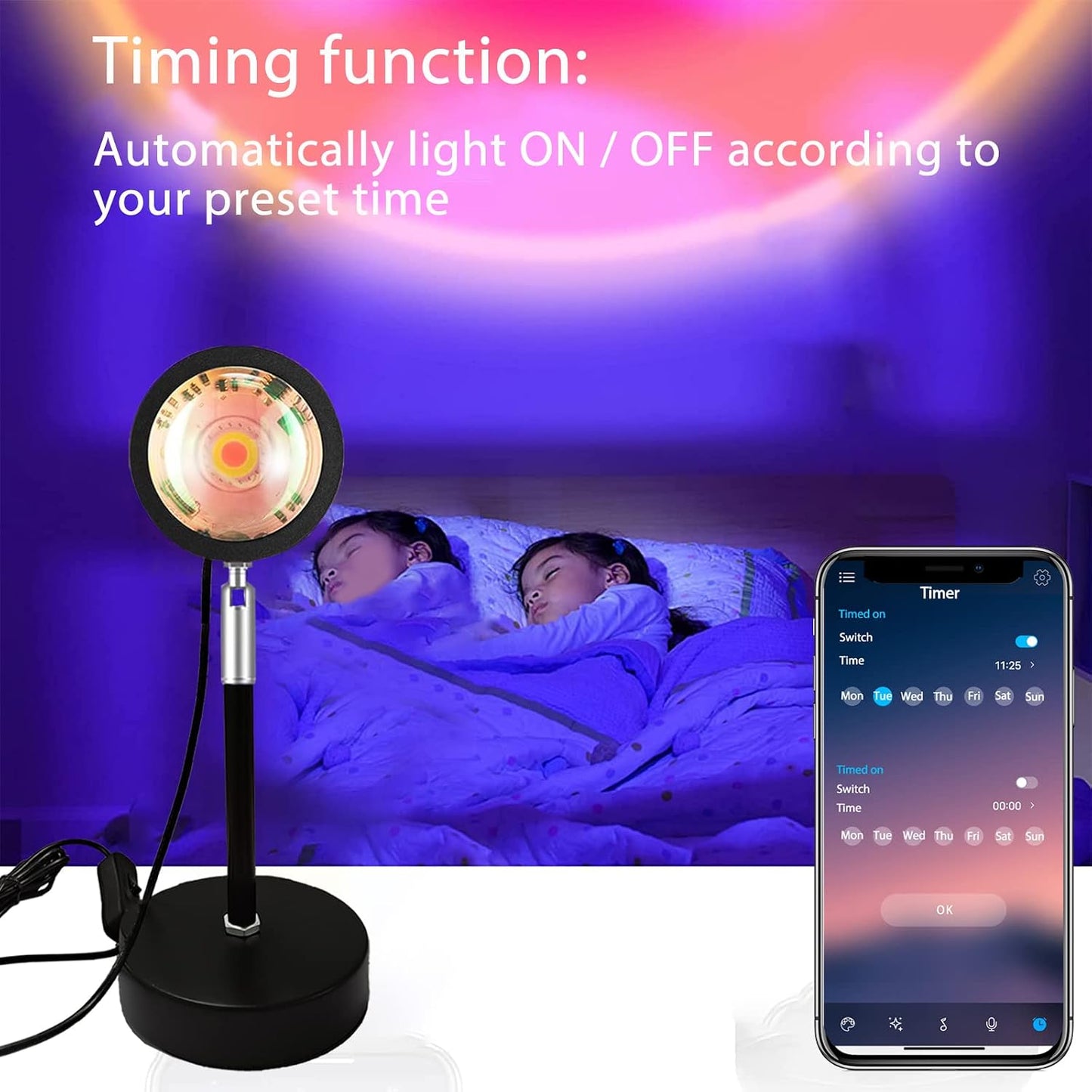 YouOKLight Sunset Lamp, Projector Sun Light 10W LED Projection Night Light 180 Degree Rotation Romantic Rainbow Light USB Charging for Photography Party Home Living Room Bedroom Decor, Sun…