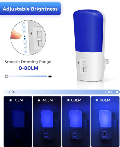 L LOHAS LED Amber Night Light, Dimmable Plug in Yellow Night Light with Dusk to Dawn Sensor, Kids Night Lights for Bedroom, 5-80LM Suit for Nursery, Hallway, Stairway,Bedroom, Bathroom, 2Pack