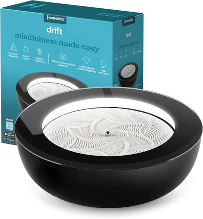 Homedics Drift 11” Sandscape – Version 2.0 with Updated Connected Experience, Smart Wi-Fi Zen Table Décor, LED Ambient Light, Modern Sand Art for Relaxation & Mindfulness, Home & Office Calm Décor