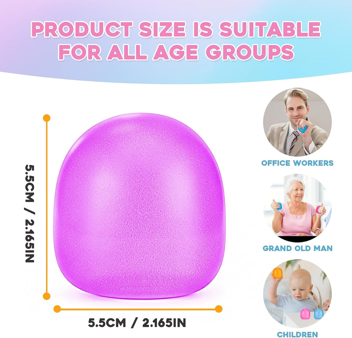 Stress Balls-Gumdrop Squishy Stress for Kids and Adults, Super Solid Squeeze Ball, Sensory for Stress Relief, Birthday, Easter Basket Stuffers and Party Favors (Blue)