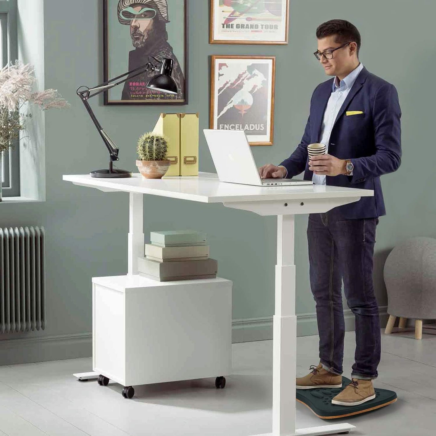 Yes4All Wobble Balance Board for Standing Desk/Anti-Fatigue Office Foam Pad - Standing Desk Mats, Rocker Board, Office Accessories, Wobble Board With Massage Ball
