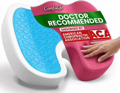 ComfiLife Gel Enhanced Seat Cushion – Office Chair Cushion – Non-Slip Gel & Memory Foam Coccyx Cushion for Tailbone Pain - Desk Chair Car Seat Cushion Driving - Sciatica & Back Pain Relief (Navy)