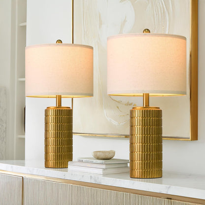 PoKat 23" Modern Ceramic Table Lamp Set of 2 for Living Room White Desk Lamps for Bedroom Farmhouse Bedside Nightstand Lamp House Warming Gifts New Home Decor End Table Lamps Gifts for Women Mom Beige