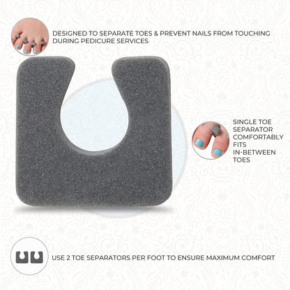 ForPro Sole Toe Separators - Black Luxurious Foam Separators - Individual Toe Separators for Pedicures â€“ 144-Count