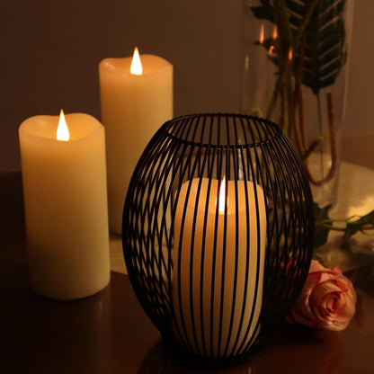 TECHLONG Flickering Flameless Candles with 3D Moving Flame, Last 1000+ Hours Battery Operated Candles with Timer, Ivory Real Wax Pillar Electric LED Candle for Wedding Christmas Party/3" x 5"