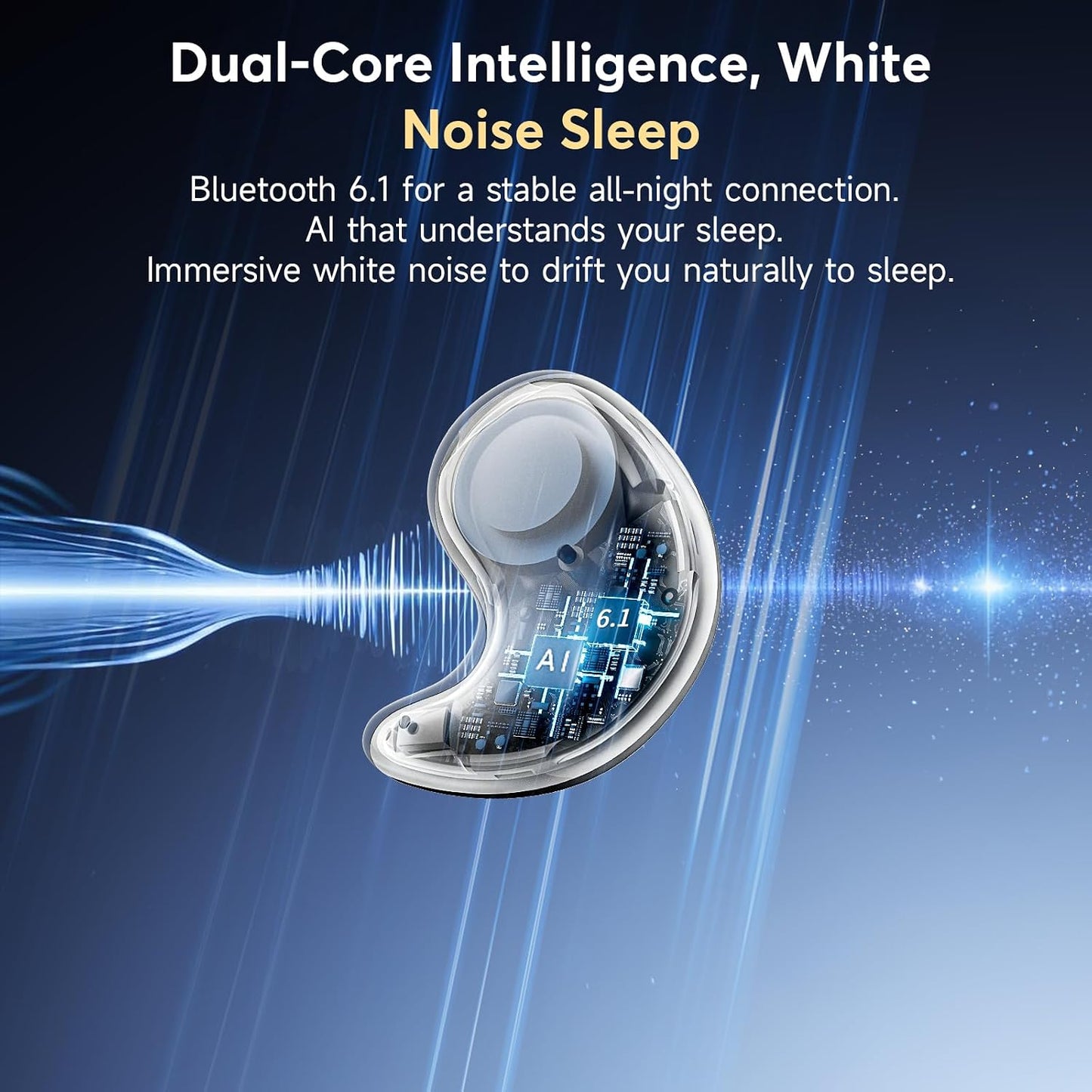 Sleep Earbuds for Side Sleepers, Invisible Flat Bluetooth Sleeping Earbuds, Zero Pressure White Noise Sleep Headphones, No Lights or Alerts, Tiny Hidden Earbuds for All Night Undisturbed Sleep
