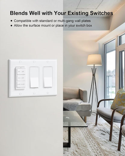 Remote Control Outlet with Decorator Rocker Magnetic Wall Switch