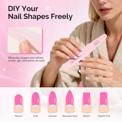 MelodySusie 16Pcs Professional Nail Buffer Kit,Nail Files and Buffers,Nail Buffer Block,Nail Brush, Nail File Buffers Kit for Natural Nails,DIY,Home Use,Salon（100/180 Grit）