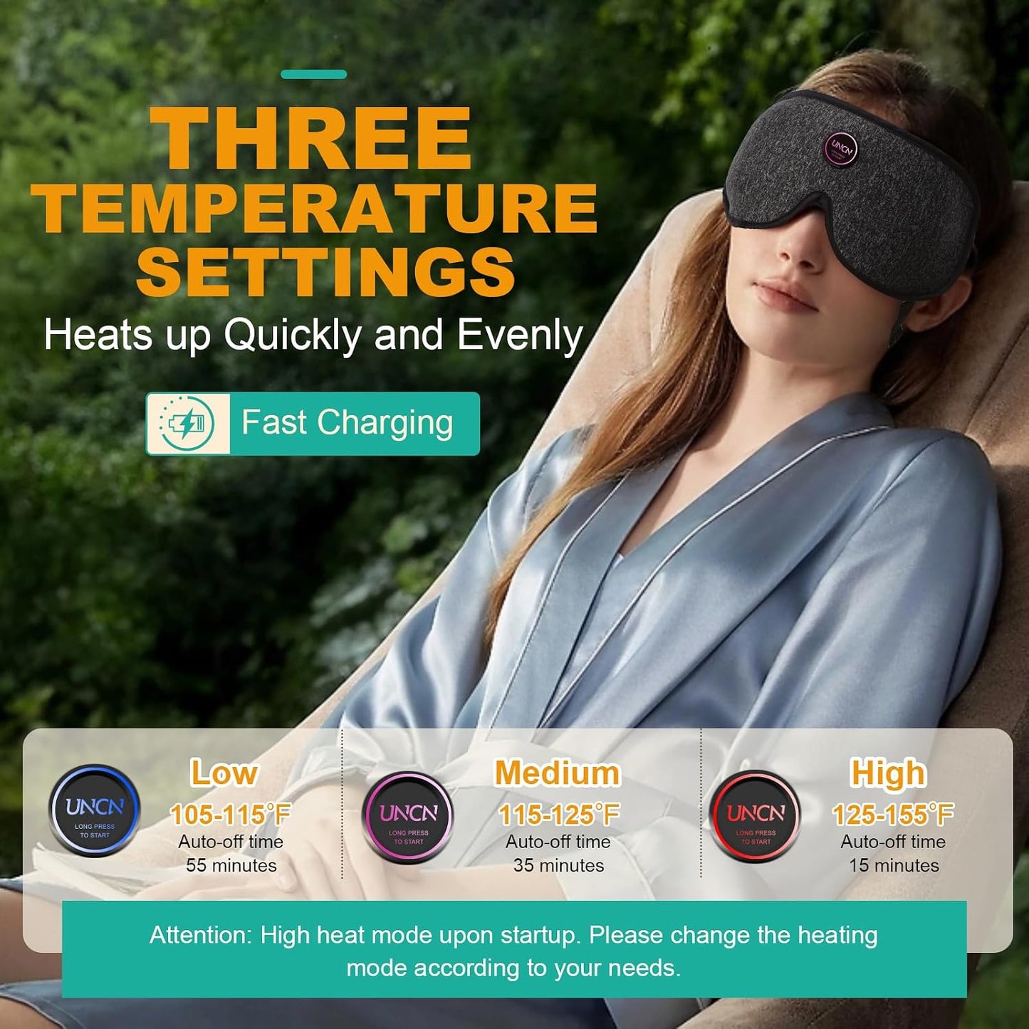 Heated Eye Mask Cordless Warm Eye Compresses for Dry Eyes, Rechargeable Eye Heating Pad with 4 Temperature Settings, Auto Off