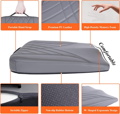kingphenix Premium Car Seat Cushion, Memory Foam Driver Seat Cushion to Improve Driving View- Coccyx & Lower Back Pain Relief - Seat Cushion for Car, Truck, Office Chair (Leather Black)