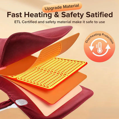 Electric Heating Pad for Neck Back Shoulder Pain Relief, 25"x37" Large Full Body Weighted Heated Pad for Menstrual Cramps - 5 Heat Levels/Snug Fit, Birthday Gifts for Women Men Mom Dad Elders