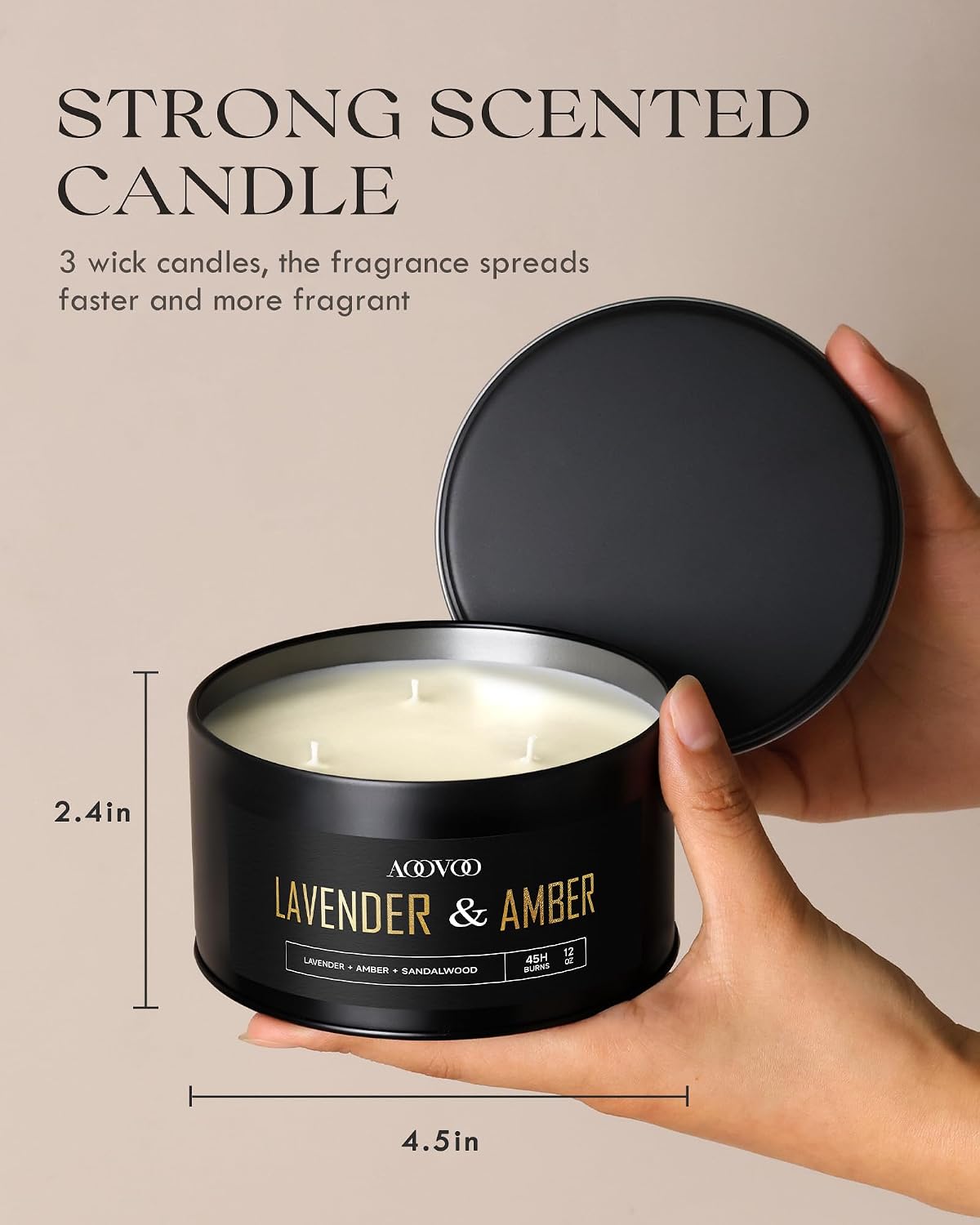 AOOVOO Coconut Vanilla Candles - 9 oz Scented Candles, Aromatherapy Candle, Soy Candle for Home Scented