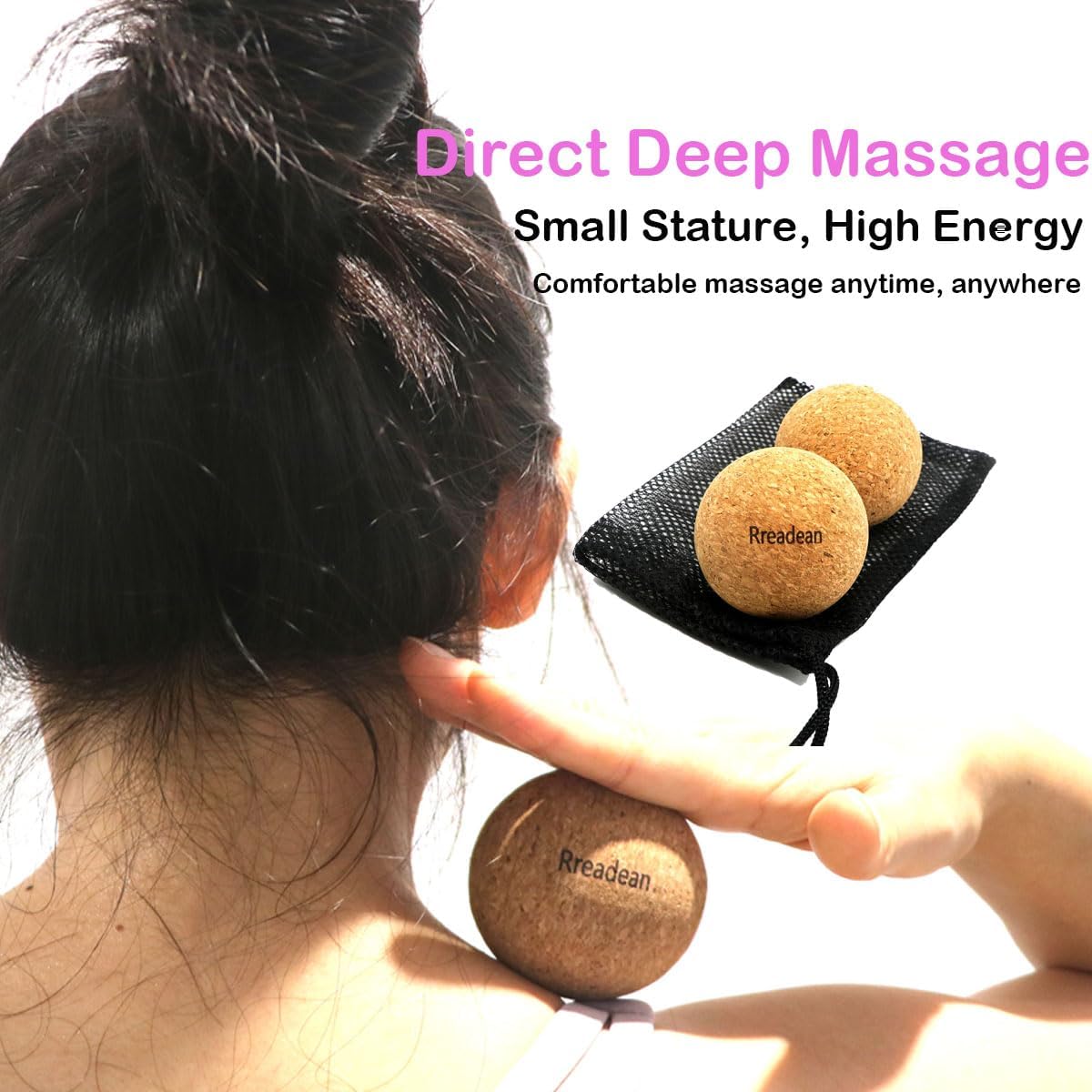 Cork Peanut Massage Ball, Lacrosse Ball Peanut Roller Massage for Rigger Point Therapy, Relax Muscles,Back Pain, Yoga & Posture Improvement