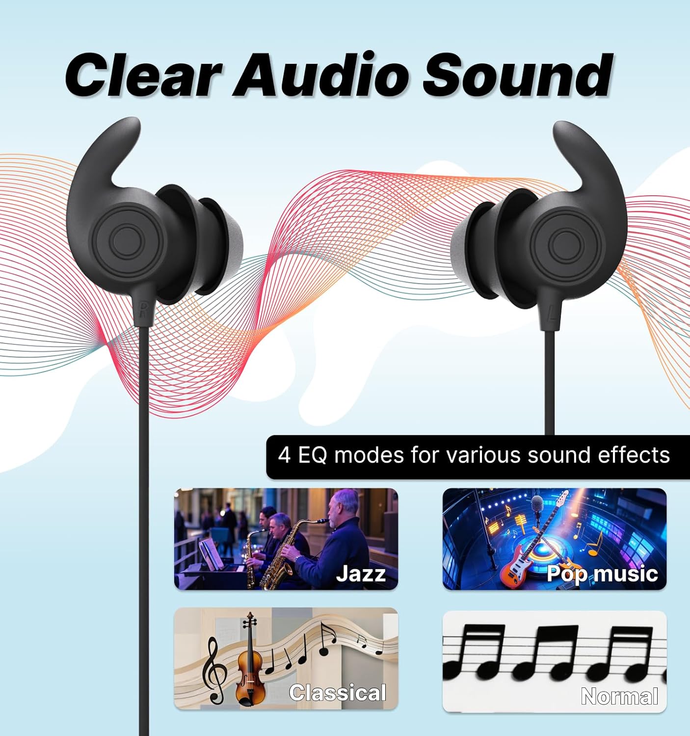 Hmusic HS88 Sleep Earbuds for Side Sleepers – Ultra-Thin Silicone Neckband Headphones, 30dB Noise Isolation, 12H Battery Life with Sleep Timer, Secure Fit for Yoga, Travel, Audiobooks & Meditation