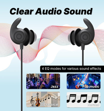 Hmusic HS88 Sleep Earbuds for Side Sleepers – Ultra-Thin Silicone Neckband Headphones, 30dB Noise Isolation, 12H Battery Life with Sleep Timer, Secure Fit for Yoga, Travel, Audiobooks & Meditation