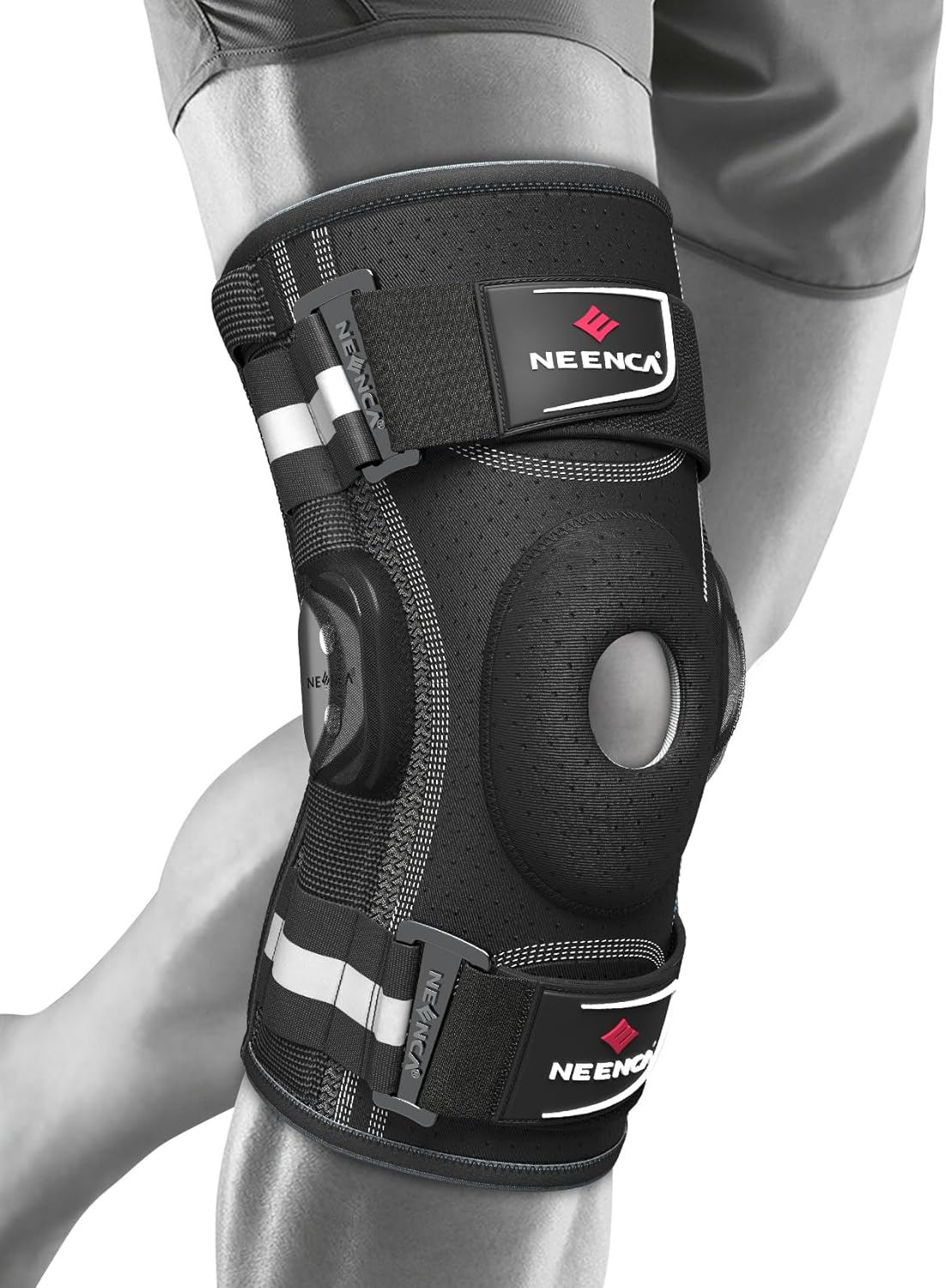 NEENCA Professional Knee Brace for Knee Pain, Adjustable Hinged Knee Support with Removable Side Stabilizers, Strong Stability for Joint Pain Relief, Arthritis, Meniscus Tear, ACL, PCL, Runner, Sports