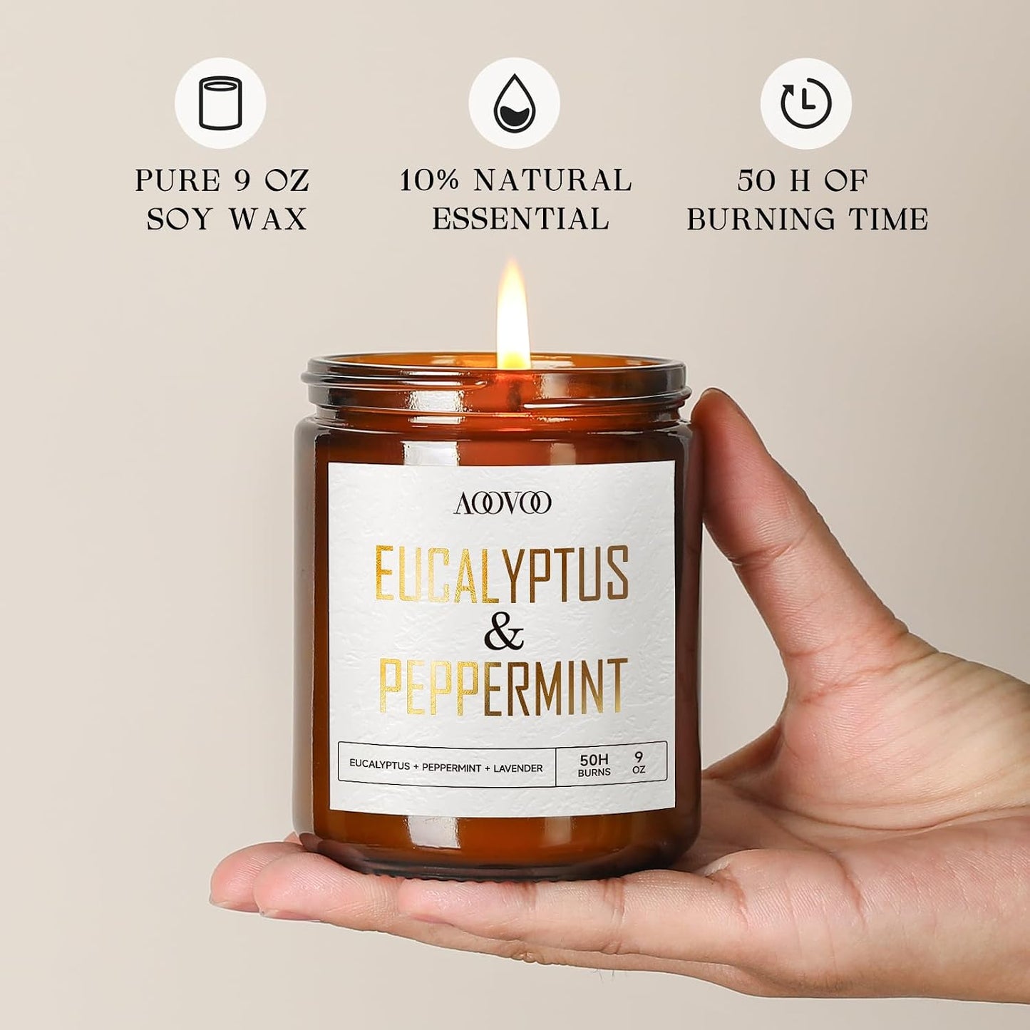 AOOVOO Coconut Vanilla Candles - 9 oz Scented Candles, Aromatherapy Candle, Soy Candle for Home Scented