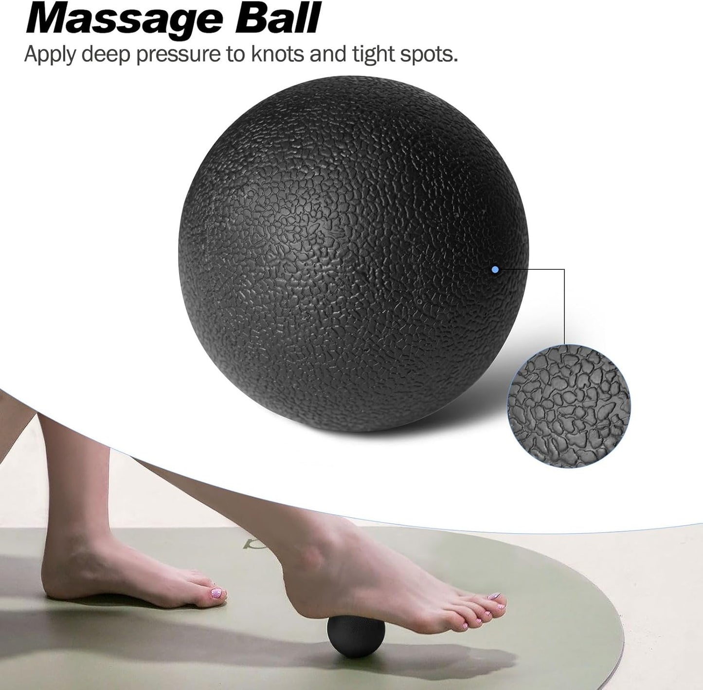 JOYENERGY 5 in 1 Foam Roller Set, Trigger Point Foam Roller Patented, Massage Roller Stick, Massage Ball, Stretching Strap for Deep Tissue Massager for Muscle Pilates Yoga Whole Body