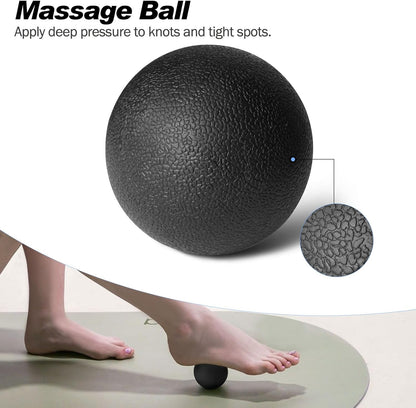 JOYENERGY 5 in 1 Foam Roller Set, Trigger Point Foam Roller Patented, Massage Roller Stick, Massage Ball, Stretching Strap for Deep Tissue Massager for Muscle Pilates Yoga Whole Body