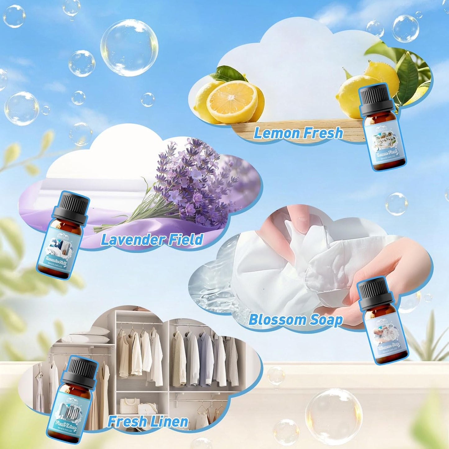 Fragrance Essential Oils Set, Essential Oils for Diffuser, for Home, Skin, Candle & Soap Making-Tea Tree, Lavender, Peppermint, Rose and More, with Gift Card for Friend, Teacher, Mom(20×5ml