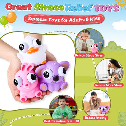 VESPRO 12 Pack Fidget Stress Balls for Adults, Cute Octopus Stress Sensory Stress Ball, Bulk Squishy Squeeze Ball Toys Set for Classroom Prizes and Birthday Party Favors