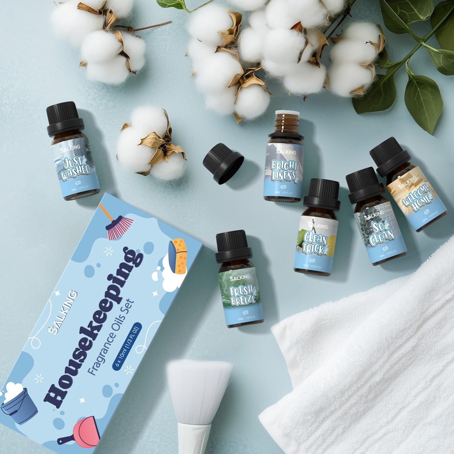 SALKING Floral Essential Oils Set, Premium Pure and Natural Essential Oils, Fragrance Oil Scented Oils for Oil Diffusers 6 x 10 ML - Lavender, Rose, Jasmine, Cherry Blossom, Gardenia, Chamomile