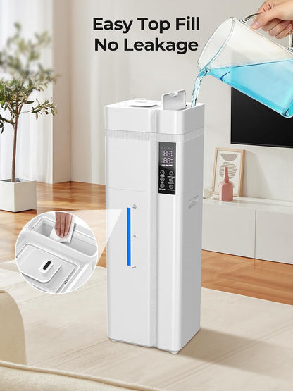 13L/3.43Gal Humidifier Large Room, 800ft² Coverage, 100H Runtime, Auto Humidity Control, Top Fill, Humidifiers for Bedroom, 35dB Quiet, Sleep Mode, Aroma Diffuser, 24H Timer, Auto Shut-off Protection