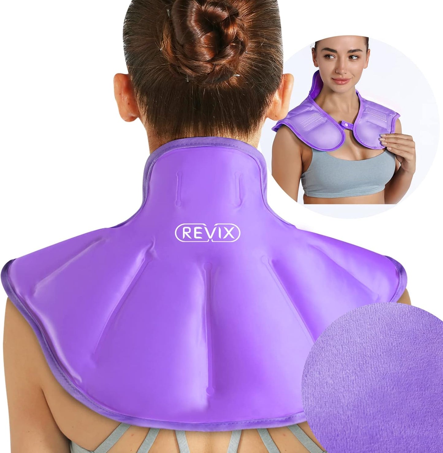 REVIX Neck Ice Pack Wrap – Reusable Hot Cold Gel Pack for Neck and Shoulder, Large Flexible Design with Soft Plush Lining, Cervical Gel Ice Wrap Ideal for Post-Workout Recovery, Fatigue & Relaxation