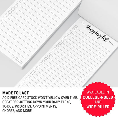 321Done To Do List Notepad, 2-Pack 50 Sheets Each, 3.7x8.5 College Ruled Pad, 70lb Matte Paper, Note Pad for Shopping List, Checklist To-Dos Tasks Planning for Home Office, Made in USA