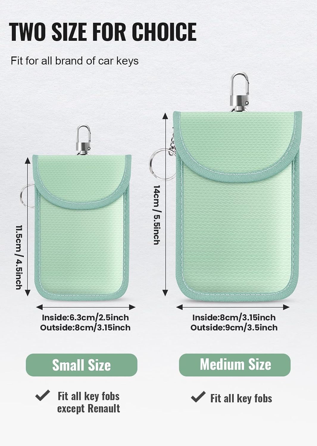 Faraday Pouch for Car Keys, Faraday Bag, Car RFID Signal Blocking Holder, Key Fob Protector, Key fob cage Block Signal Anti-Theft Fob Case (2 Pack)