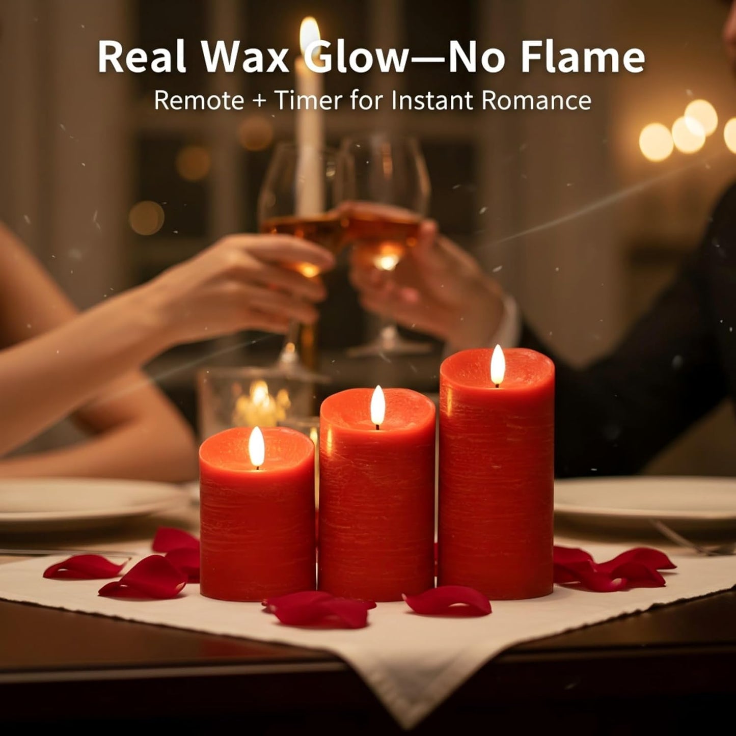 ANGELLOONG Flickering Flameless Candles, Realistic Battery Operated Candles with Remote and Timer, Set of 3 LED Candles for Fall Room Home Wedding Decor Centerpieces Table Party Christmas Decorations