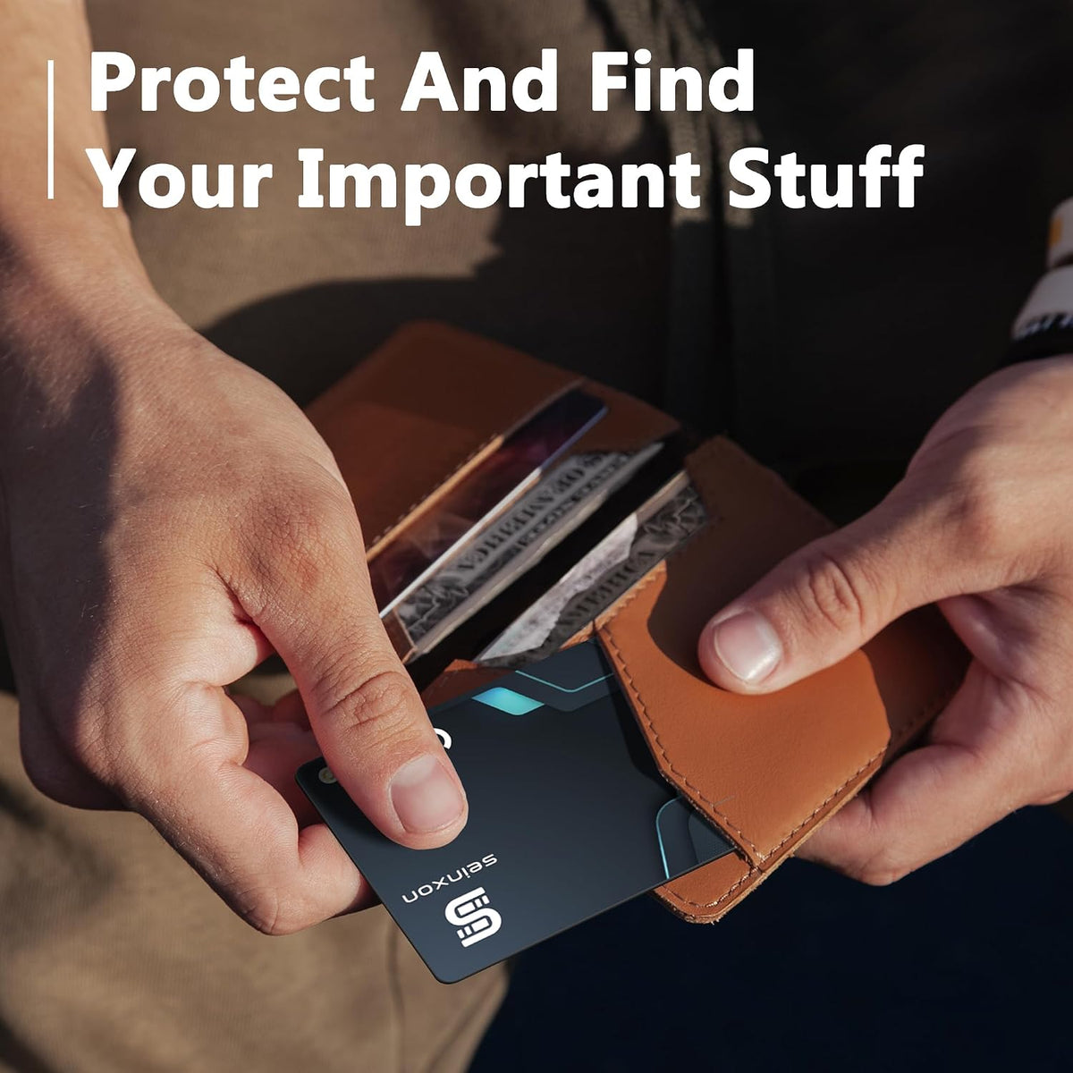 SEINXON Wallet Tracker (iOS Only) IP68 Thin Item Finder Card Luggage Located Bluetooth Works with Apple Find My APP & Network - Magnetic Charger (Slim)