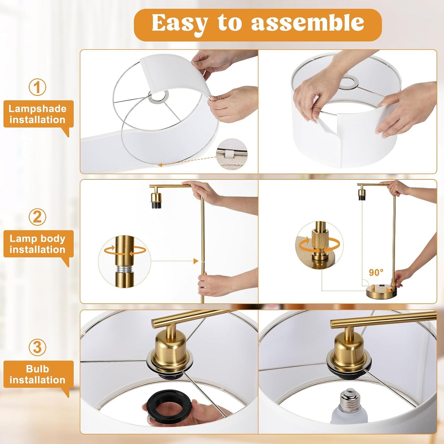 Innqoo Bedside Table Lamps for Bedroom Set of 2-Dimmable Nightstand Lamps with USB Port and Outlet,Modern Gold Lamps with Linen Shade,Tall Desk Lamps for Home Office Bedroom Living Room End Table
