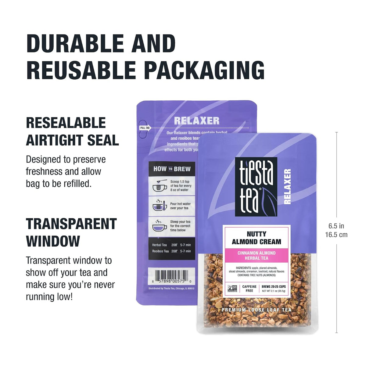 Tiesta Tea Nutty Almond Cream Cinnamon Almond Herbal Tea Loose Leaf 2.1oz
